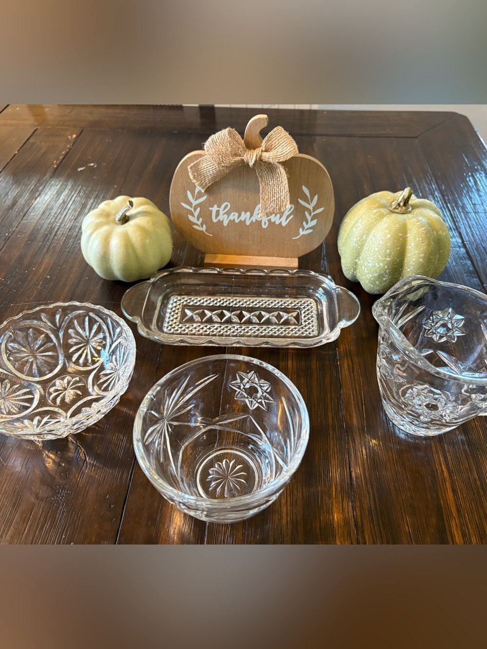 Clear Pressed Glass Serving Bowl and Tray Set - Clear